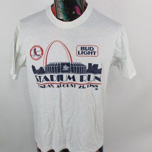 Vintage Bud Light Stadium Run 1988 St Louis Missouri White Tshirt Mens Large
